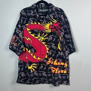 Johnny Blaze shirt XL button down red dragon‎ Y2K streetwear biker moto